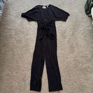 ASOS DESIGN plisse tie front culotte jumpsuit - Black size 0